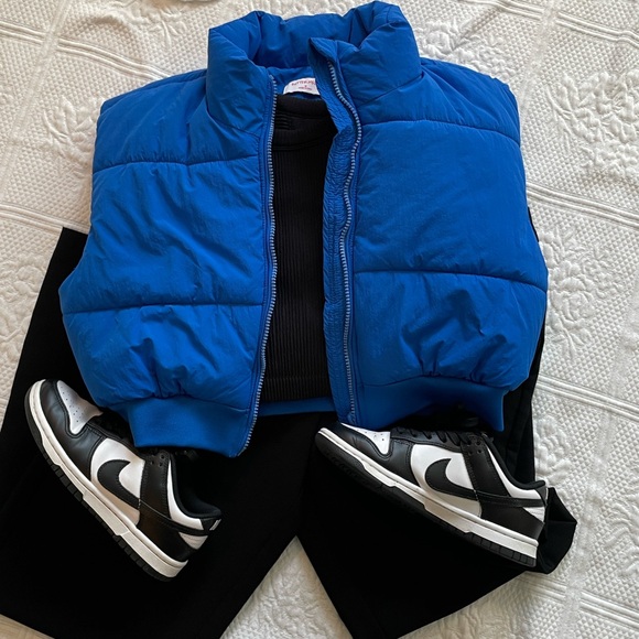Buttermelon Jackets & Blazers - Butter-Melon Cropped Puffer Vest Cobalt/Royal Blue Medium